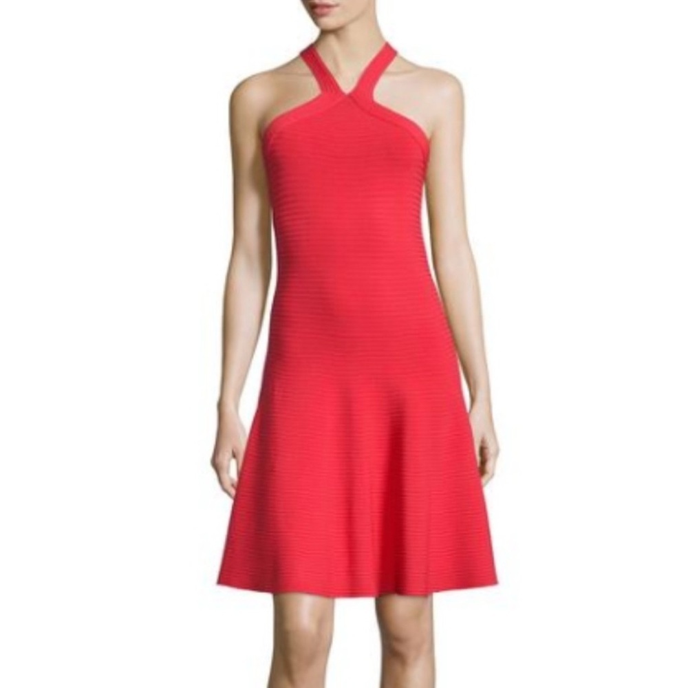 T Alexander Wang Red Knit stretch ribbed fit and flare cherry red dress size: S